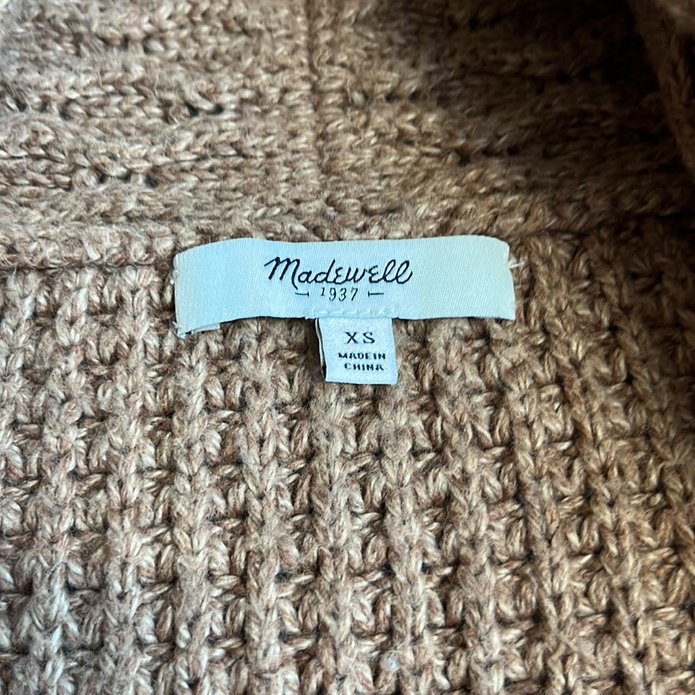 Madewell Womens Sweater X Small‎ Brown Knit Casual Career Cardigan